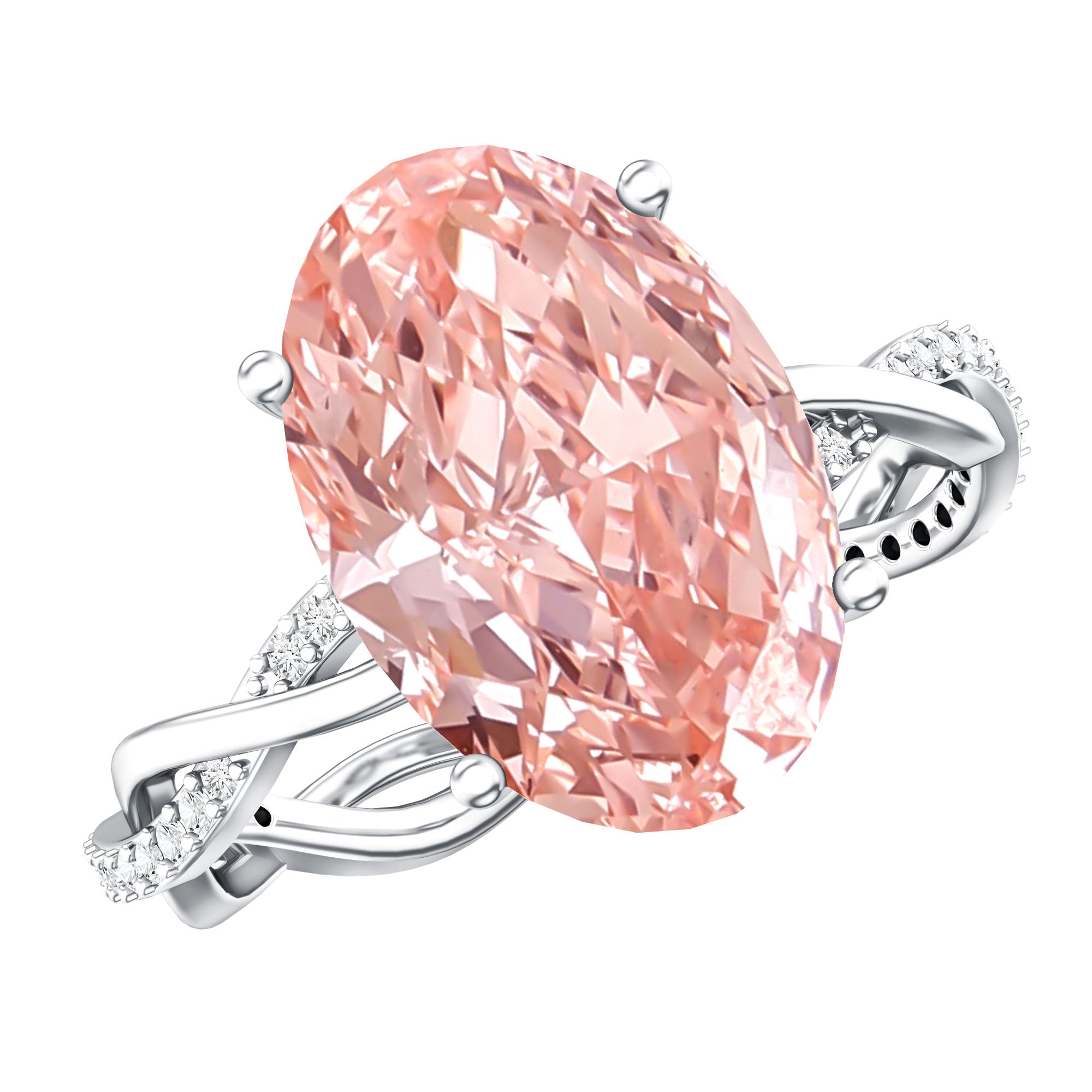 Rosec Jewels-4 Carat IGI Certified Lab Grown Pink Diamond Oval Engagement Ring with Braided Band