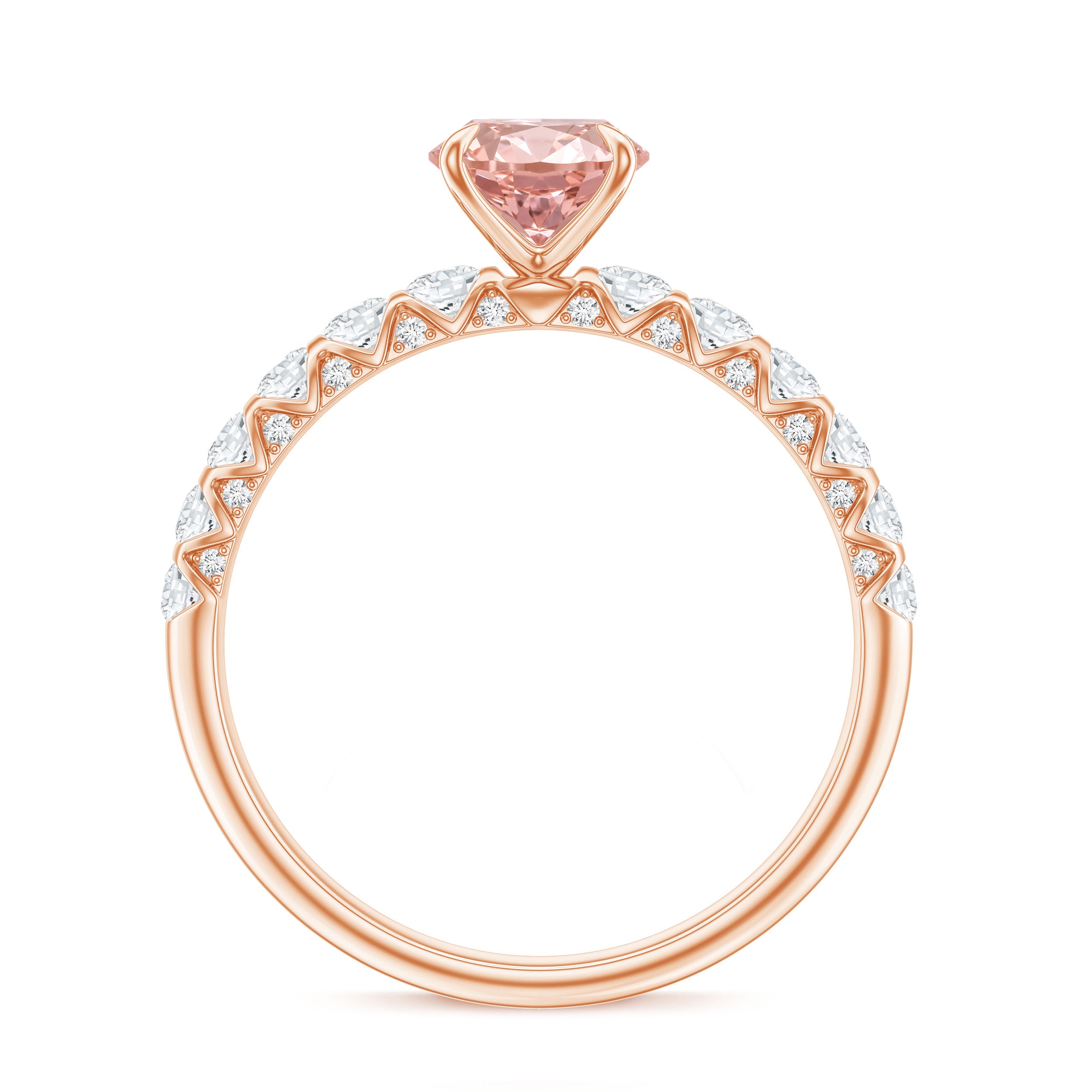 Rosec Jewels-IGI Certified 1 Ct Lab Grown Pink and White Diamond Engagement Ring with Side Stones