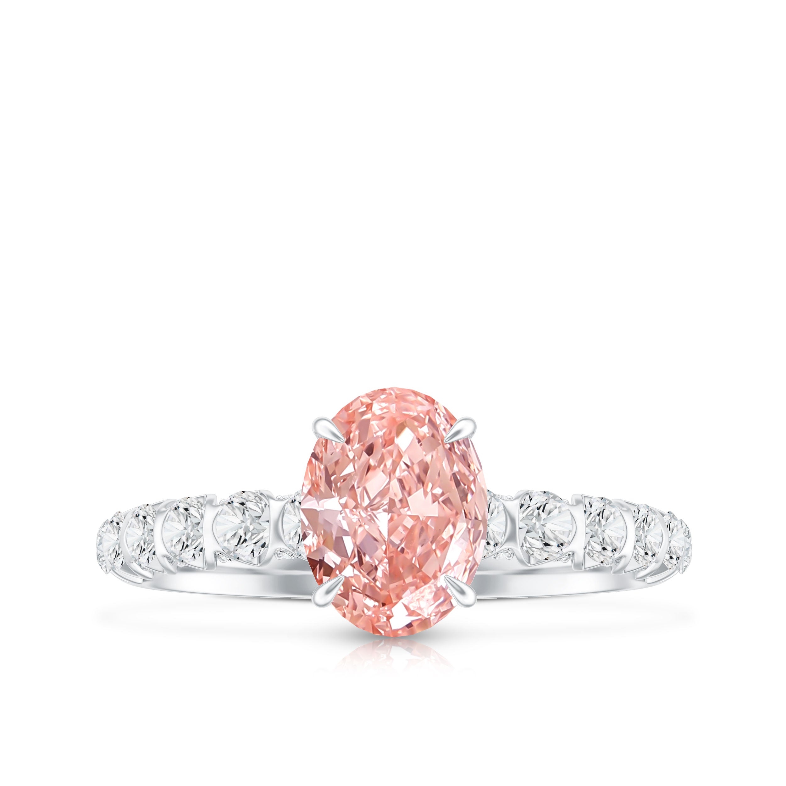 Rosec Jewels-IGI Certified 1 Ct Lab Grown Pink and White Diamond Engagement Ring with Side Stones