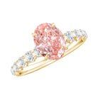 Rosec Jewels-IGI Certified 1 Ct Lab Grown Pink and White Diamond Engagement Ring with Side Stones