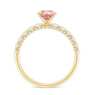 Rosec Jewels-IGI Certified 1 Ct Lab Grown Pink and White Diamond Engagement Ring with Side Stones