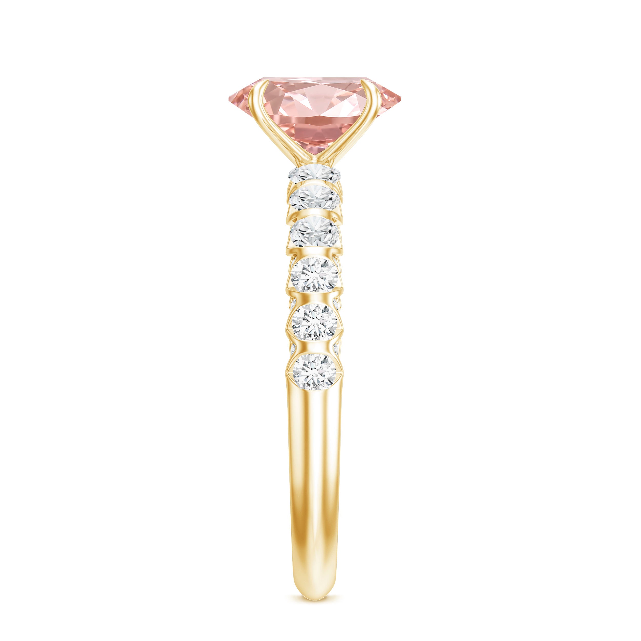 Rosec Jewels-IGI Certified 1 Ct Lab Grown Pink and White Diamond Engagement Ring with Side Stones