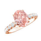 Rosec Jewels-2 Carat Oval Lab Created Pink and White Diamond Engagement Ring with IGI Certificate