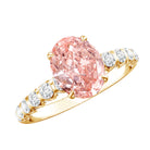 Rosec Jewels-2 Carat Oval Lab Created Pink and White Diamond Engagement Ring with IGI Certificate