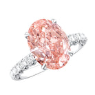 Rosec Jewels-IGI Certified 3 Carat Lab Grown Oval Pink Diamond Engagement Ring with Side Stones