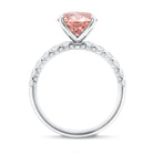 Rosec Jewels-IGI Certified 3 Carat Lab Grown Oval Pink Diamond Engagement Ring with Side Stones