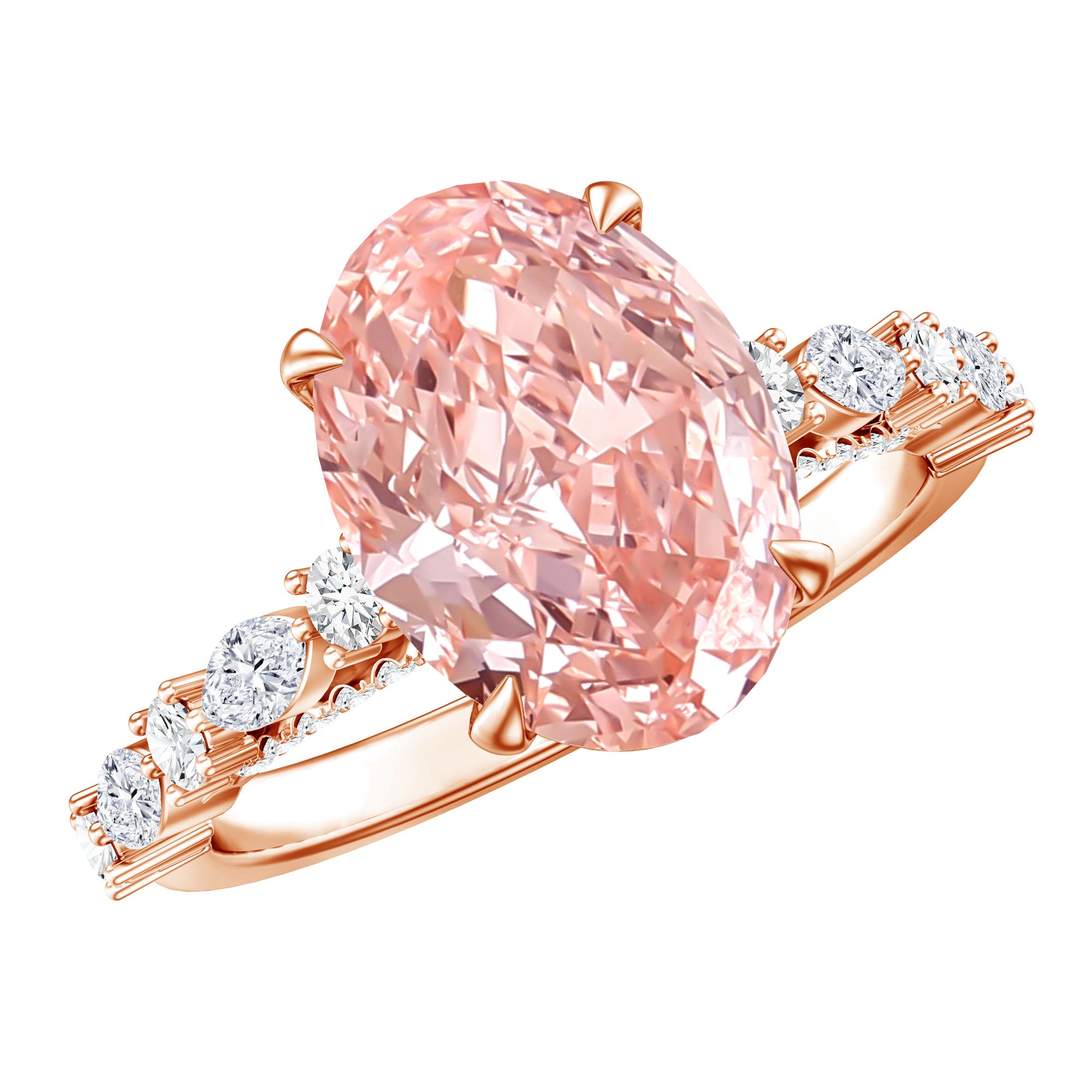 Rosec Jewels-3 Carat Oval Lab Grown Pink Diamond Designer Engagement Ring IGI Certified