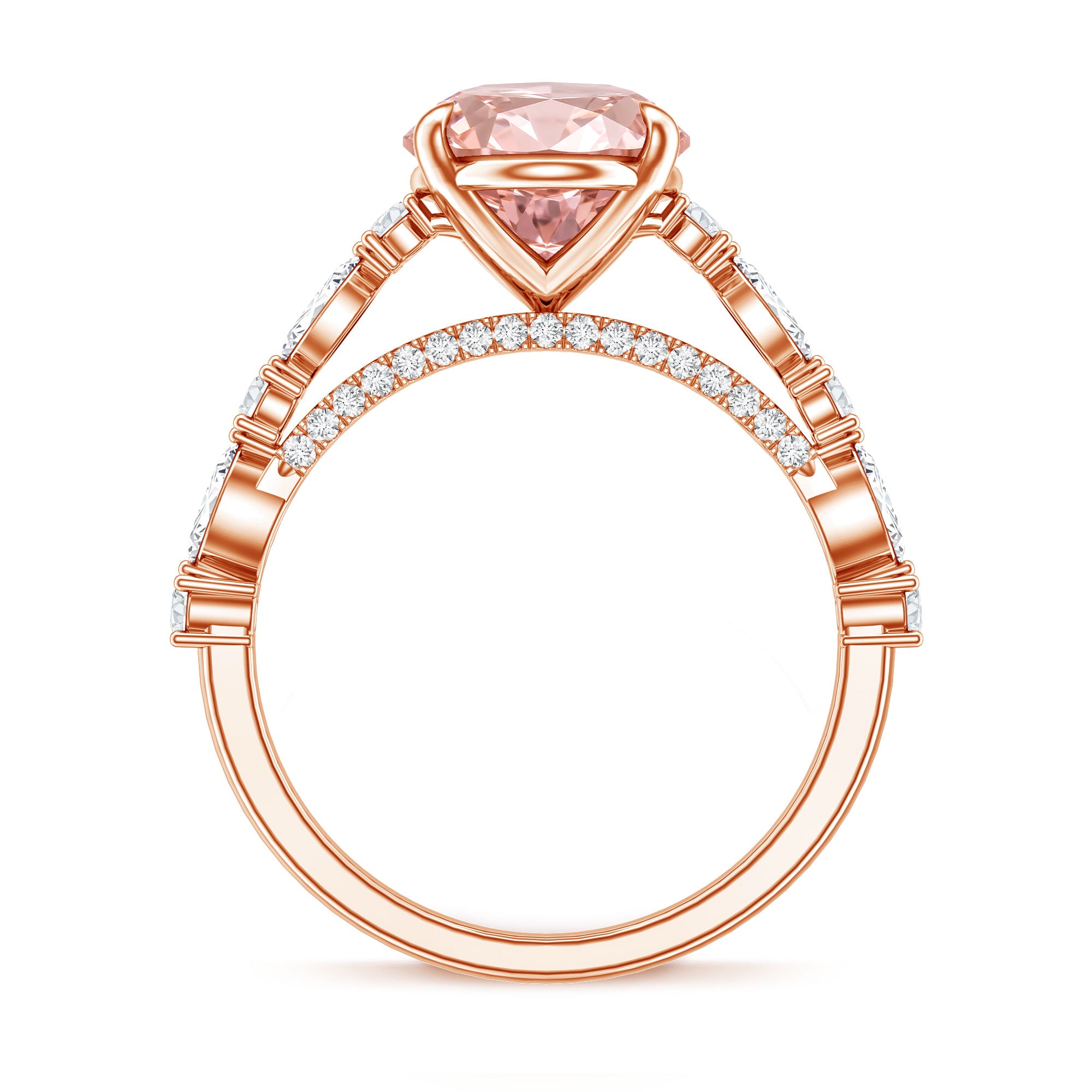 Rosec Jewels-3 Carat Oval Lab Grown Pink Diamond Designer Engagement Ring IGI Certified