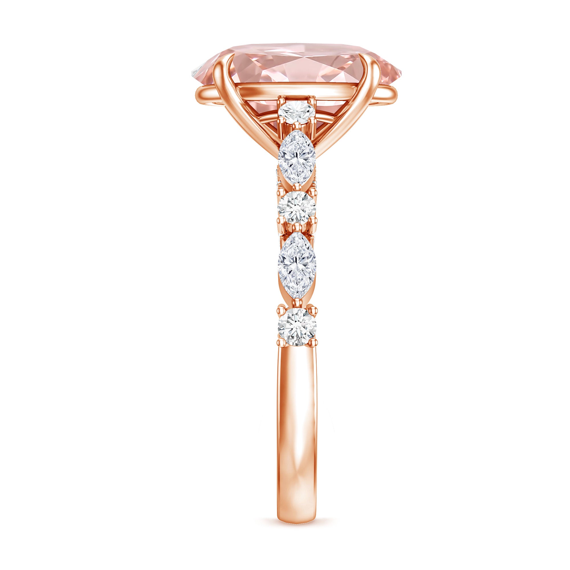Rosec Jewels-3 Carat Oval Lab Grown Pink Diamond Designer Engagement Ring IGI Certified