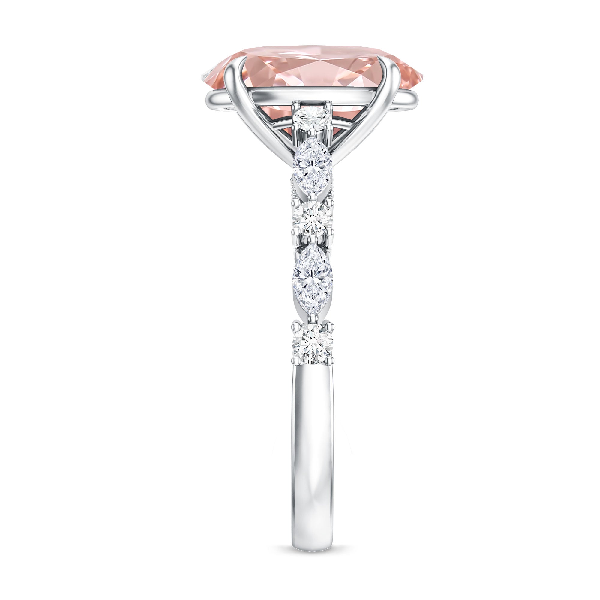Rosec Jewels-3 Carat Oval Lab Grown Pink Diamond Designer Engagement Ring IGI Certified