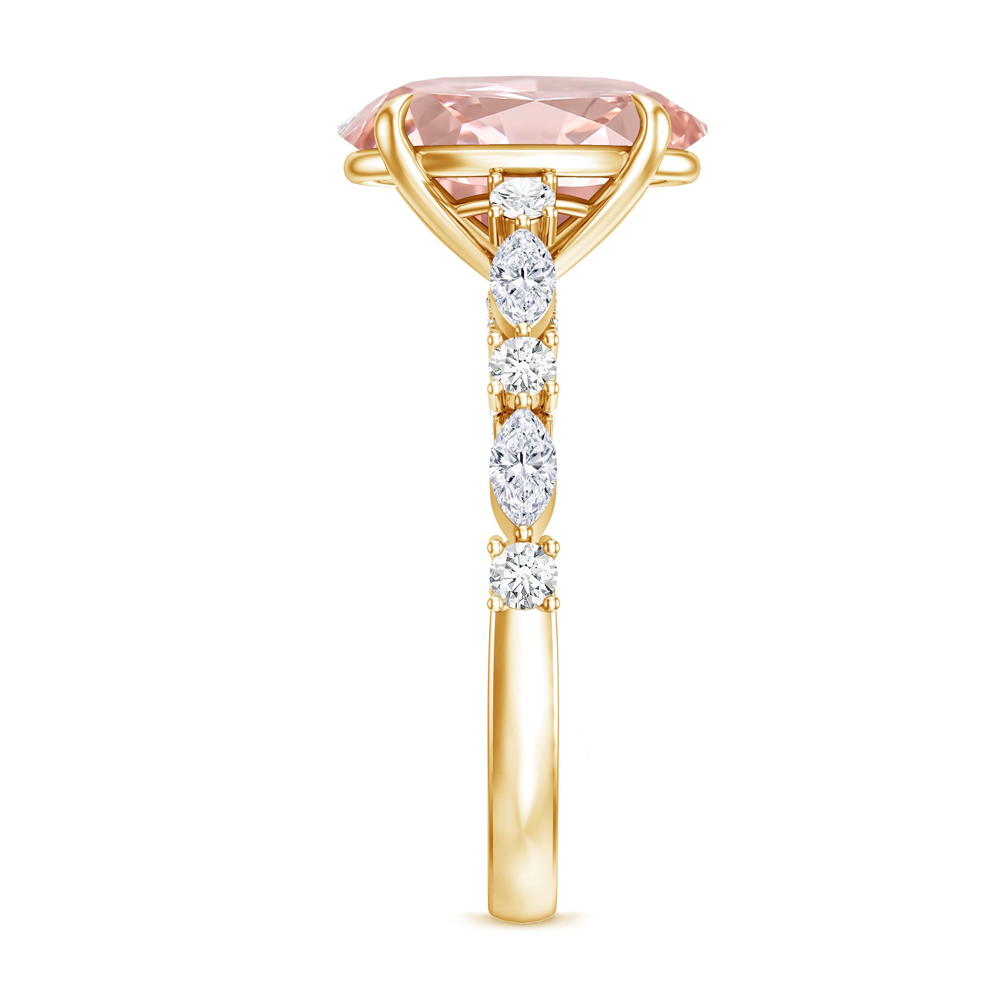 Rosec Jewels-3 Carat Oval Lab Grown Pink Diamond Designer Engagement Ring IGI Certified