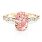 Rosec Jewels-3 Carat Oval Lab Grown Pink Diamond Designer Engagement Ring IGI Certified