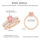 Rosec Jewels-1 Carat Oval Shaped Lab Grown Pink and White Diamond Wedding Ring Set IGI Certified