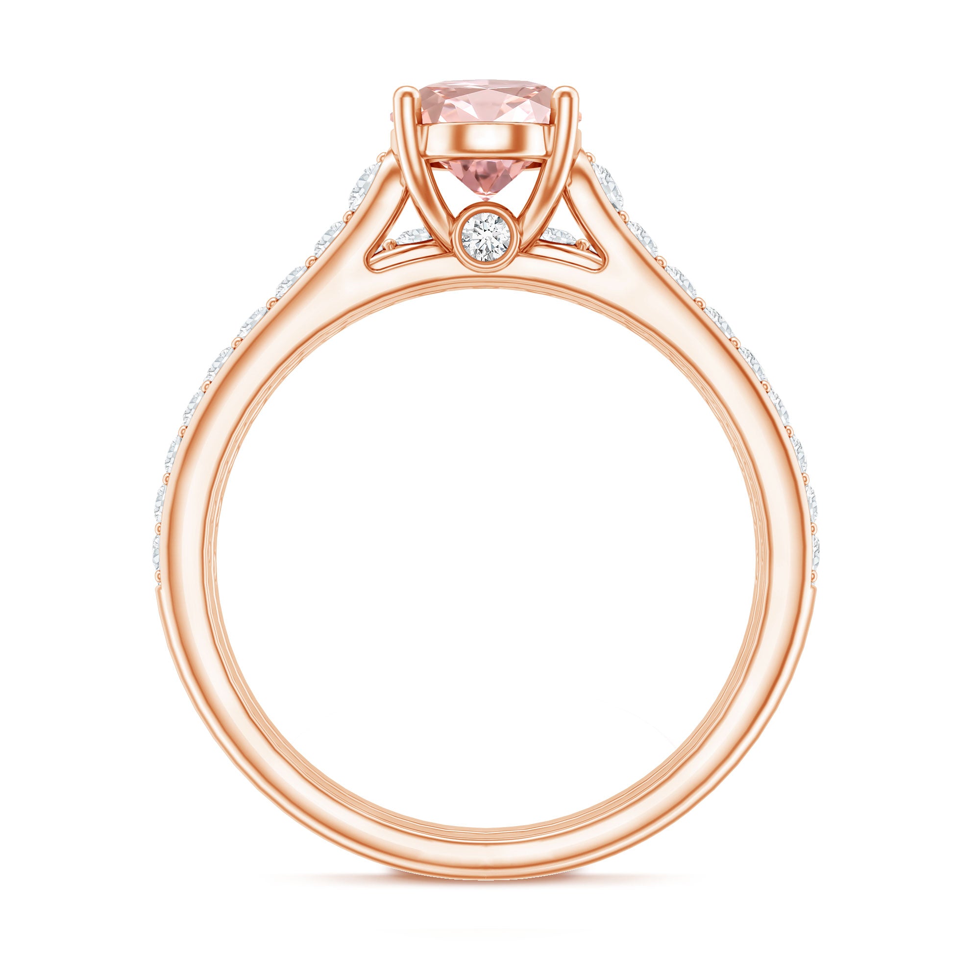 Rosec Jewels-1 Carat Oval Shaped Lab Grown Pink and White Diamond Wedding Ring Set IGI Certified