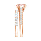 Rosec Jewels-1 Carat Oval Shaped Lab Grown Pink and White Diamond Wedding Ring Set IGI Certified