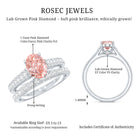 Rosec Jewels-1 Carat Oval Shaped Lab Grown Pink and White Diamond Wedding Ring Set IGI Certified