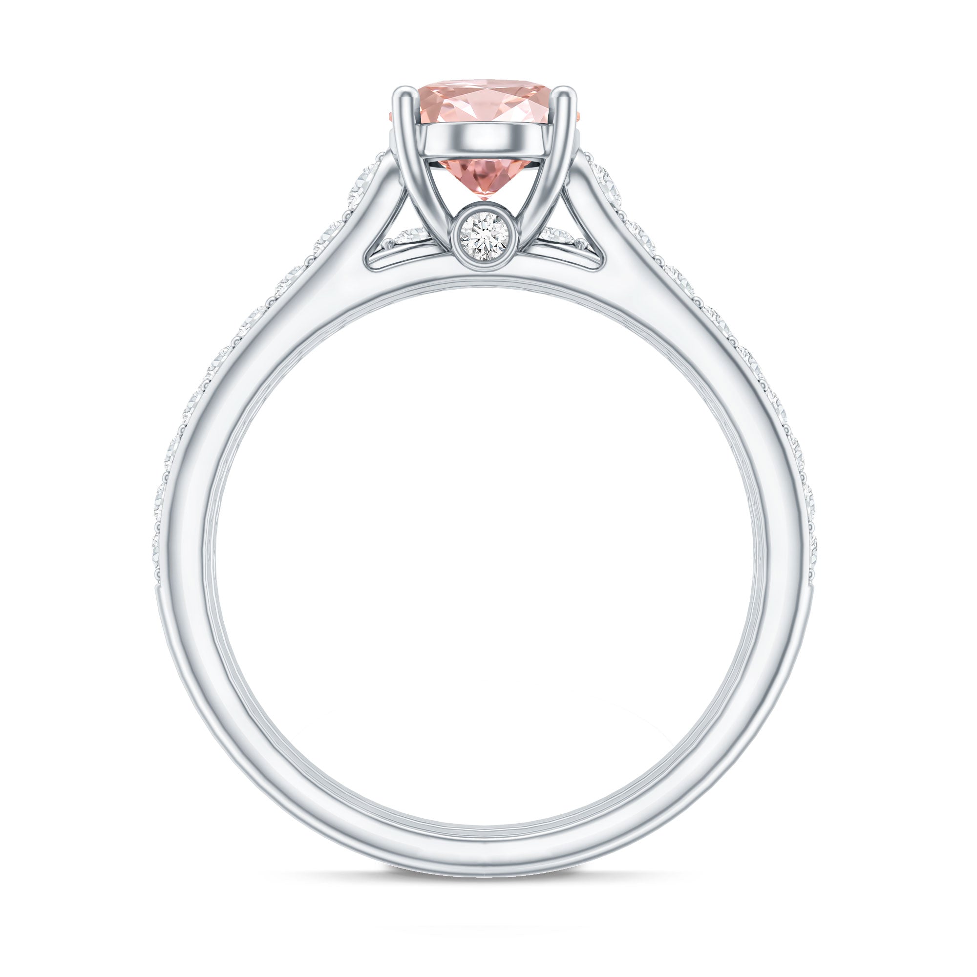 Rosec Jewels-1 Carat Oval Shaped Lab Grown Pink and White Diamond Wedding Ring Set IGI Certified