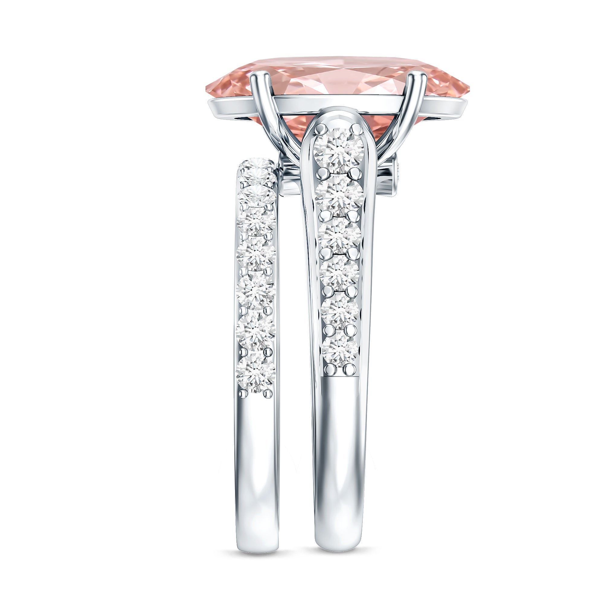 Rosec Jewels-5 Carat IGI Certified Lab Grown Pink Diamond Oval Engagement Ring Set
