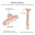 Rosec Jewels-IGI Certified 1 Carat Lab Grown Pink Diamond Oval Wedding Ring Set