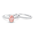 Rosec Jewels-IGI Certified 1 Carat Lab Grown Pink Diamond Oval Wedding Ring Set