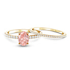 Rosec Jewels-IGI Certified 1 Carat Lab Grown Pink Diamond Oval Wedding Ring Set