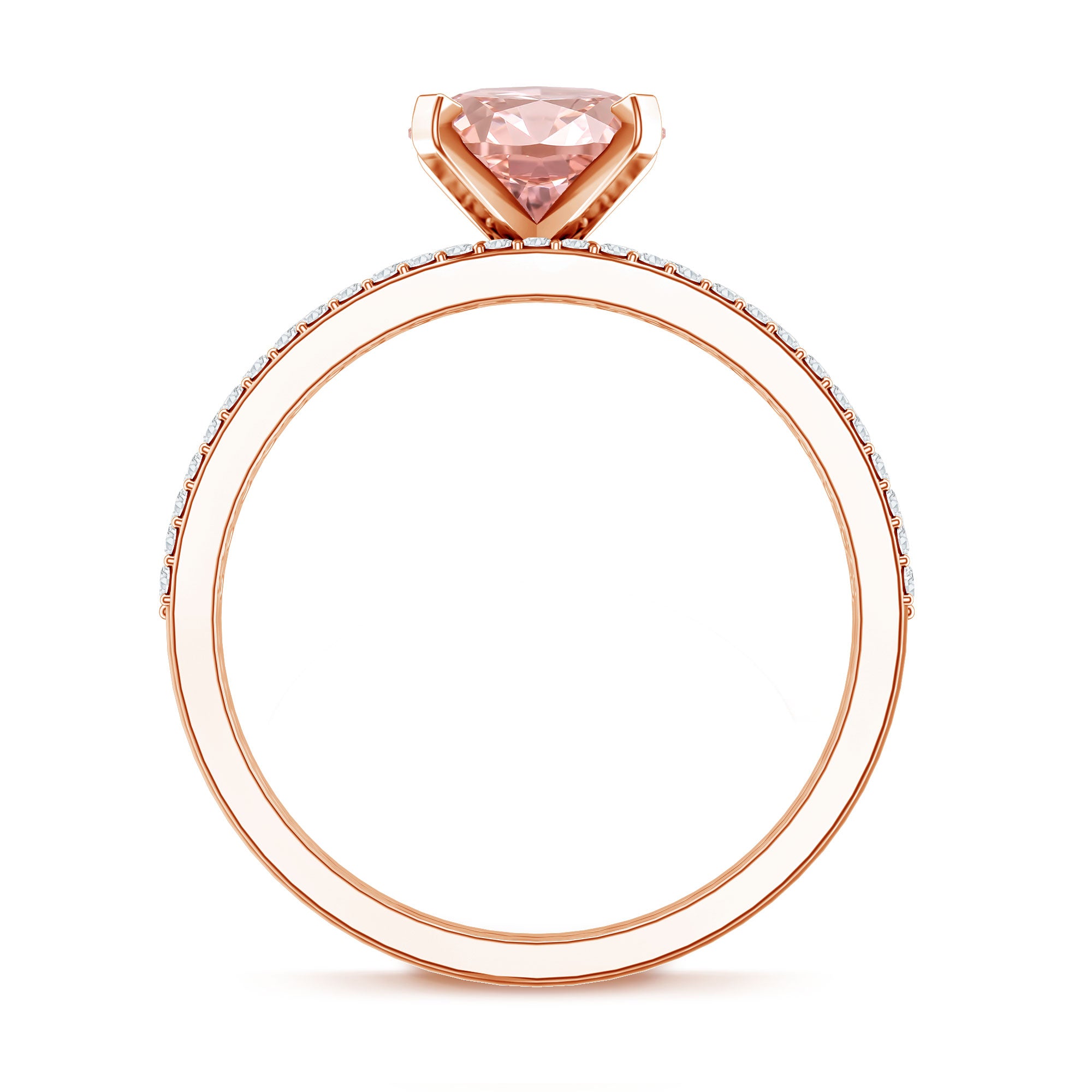 Rosec Jewels-Oval Shaped 2 Carat Lab Grown Pink Diamond Solitaire Bridal Ring Set with IGI Certificate