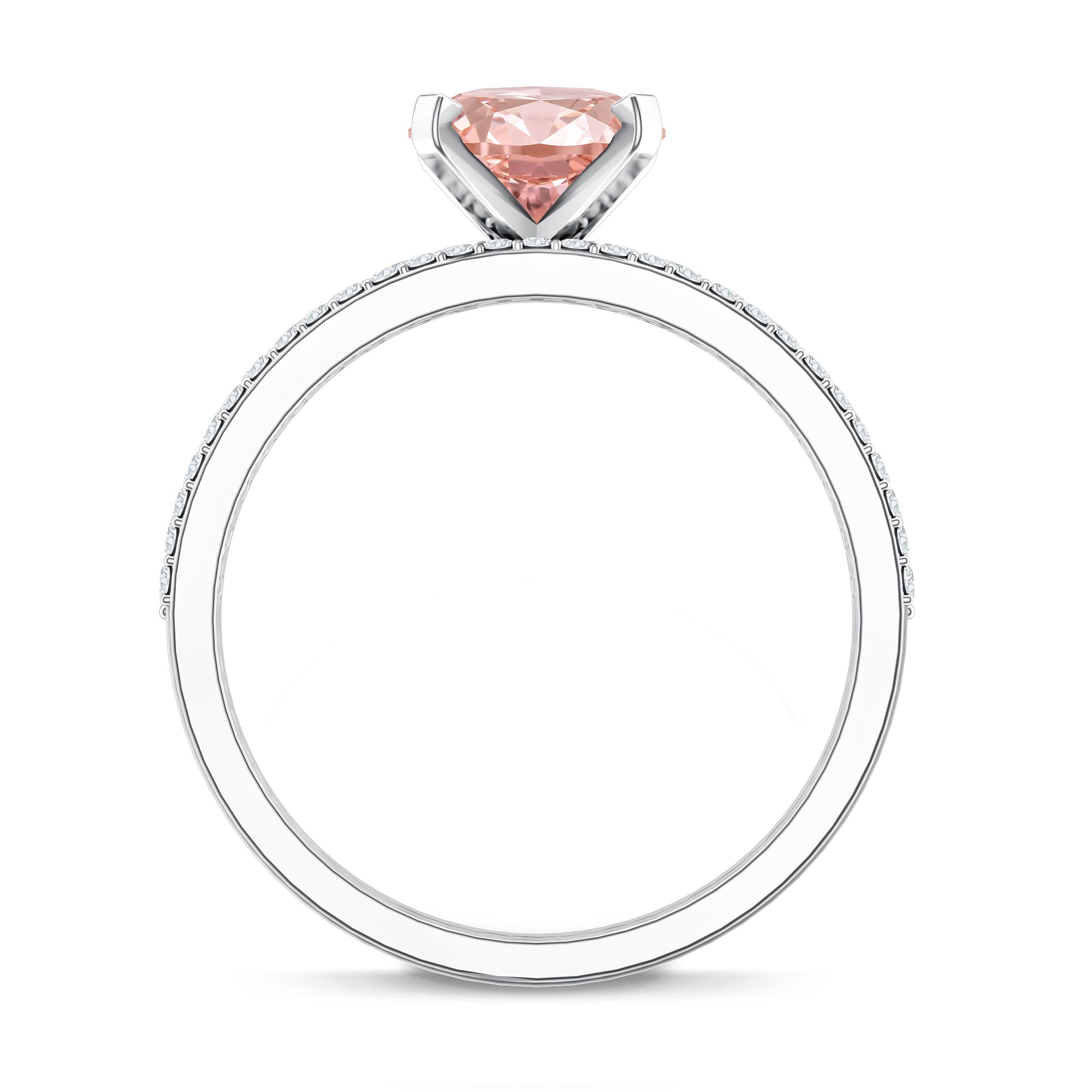 Rosec Jewels-Oval Shaped 2 Carat Lab Grown Pink Diamond Solitaire Bridal Ring Set with IGI Certificate