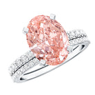 3 Carat Lab Grown Pink Diamond Oval Shape Wedding Ring Set IGI Certified Fancy Pink - VS1 - Rosec Jewels