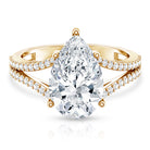 Rosec Jewels-Pear Shaped Lab Grown 4 Carat Diamond Split Shank Engagement Ring IGI Certified