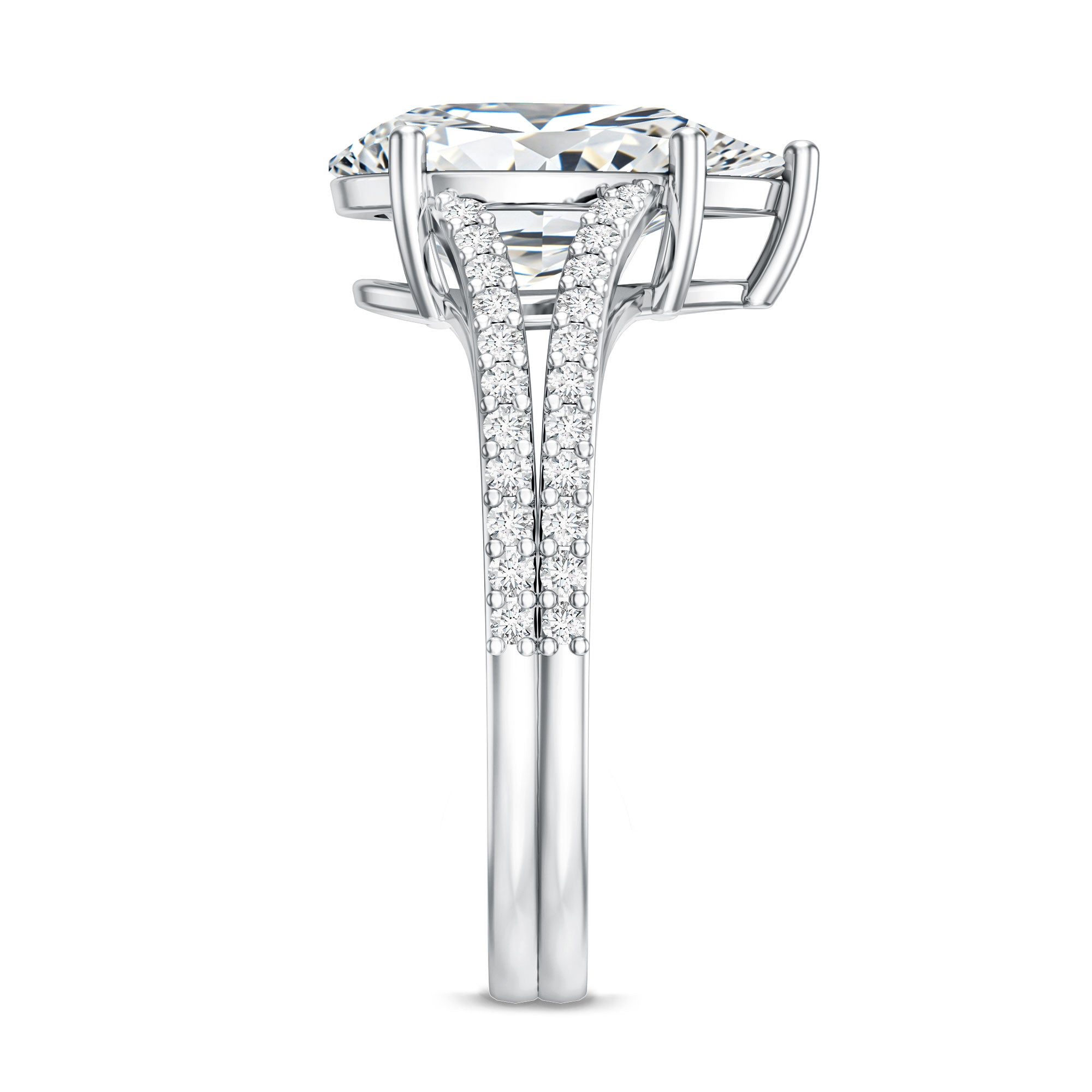 Rosec Jewels-3 Carat IGI Certified Lab Grown Pear Diamond Engagement Ring with Split Shank