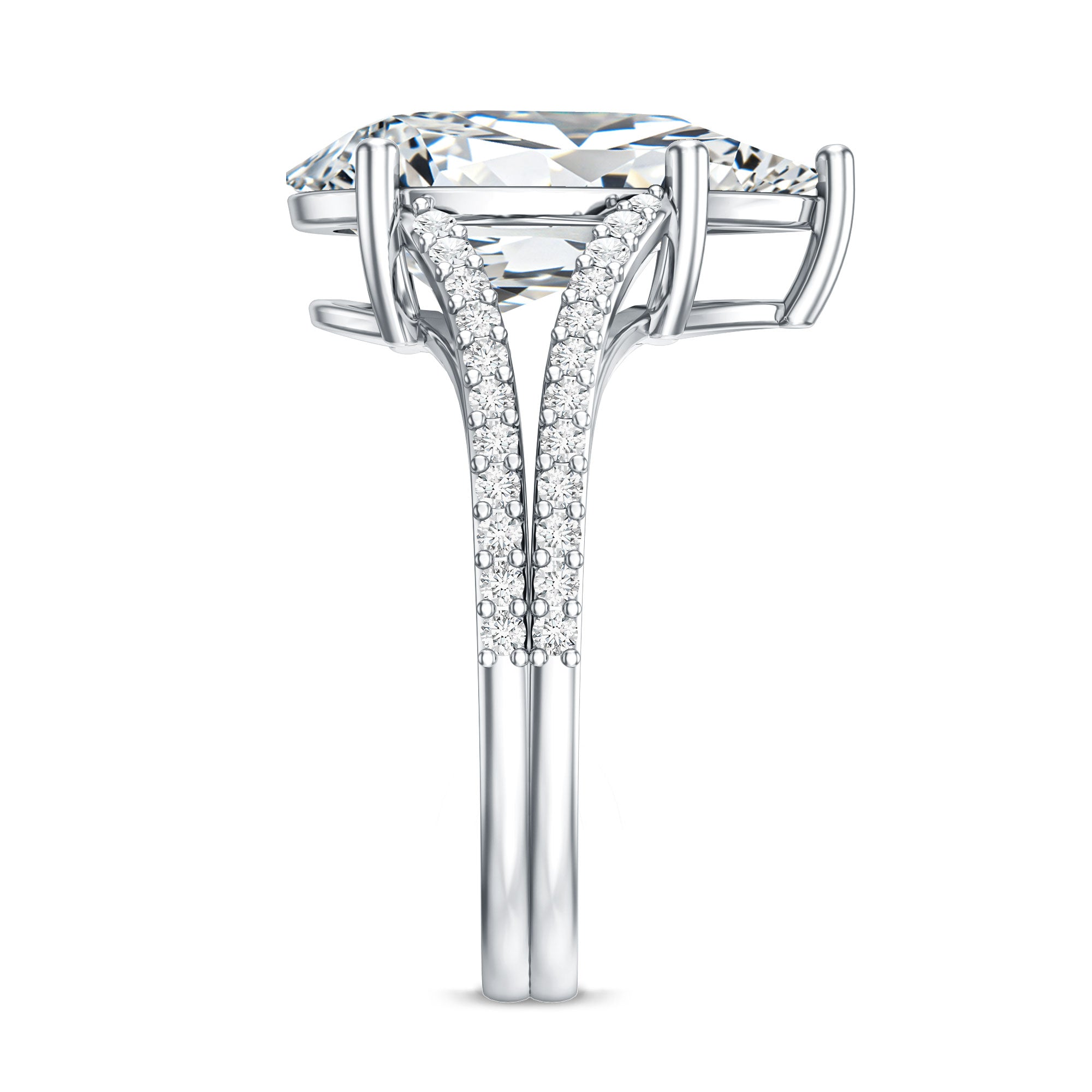 Rosec Jewels-IGI Certified 5 Carat Lab Grown Diamond Statement Engagement Ring with Split Shank