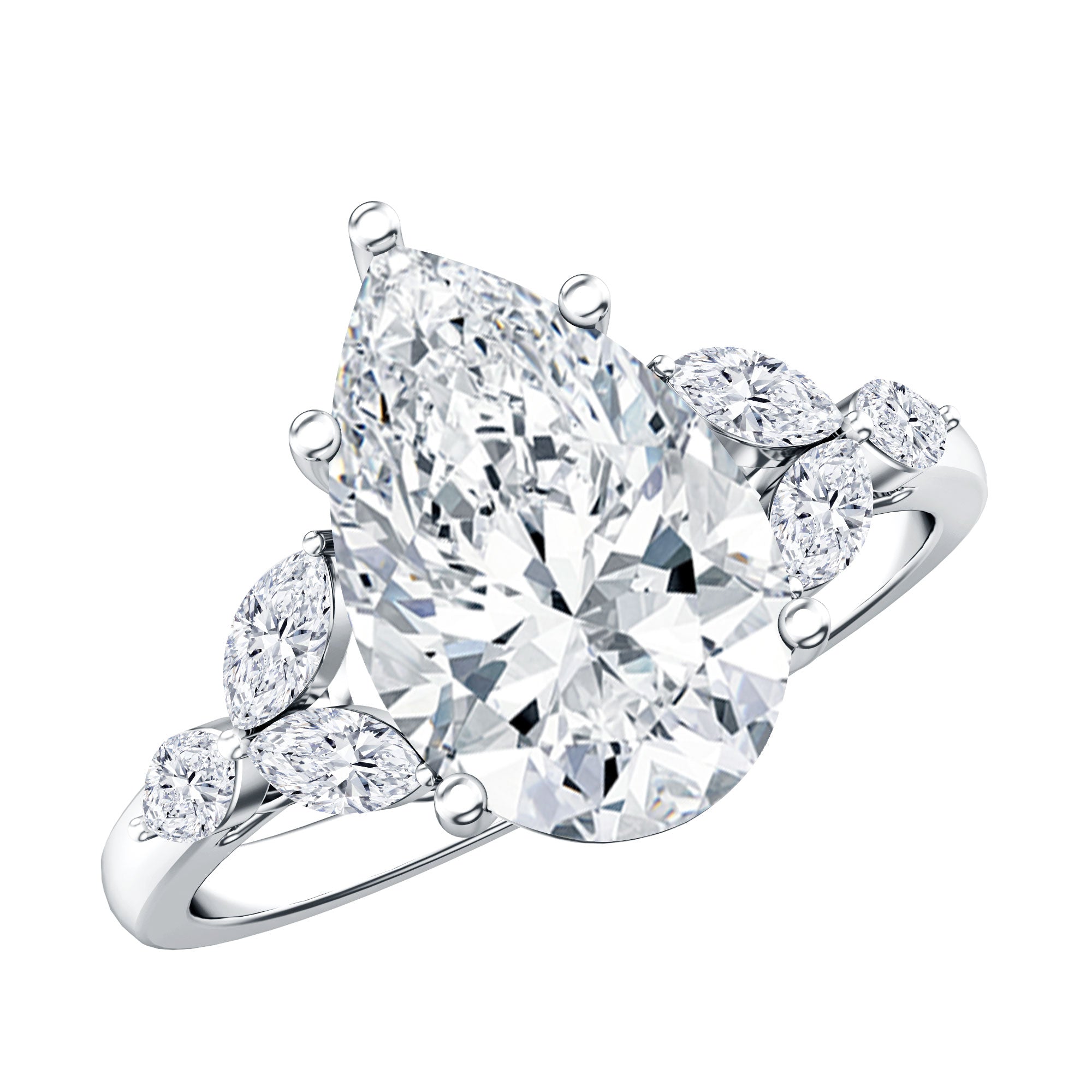 3 Carat Lab Grown Pear Shaped Diamond Engagement Ring with IGI Certificate Lab - ( E-VS1 ) - Rosec Jewels