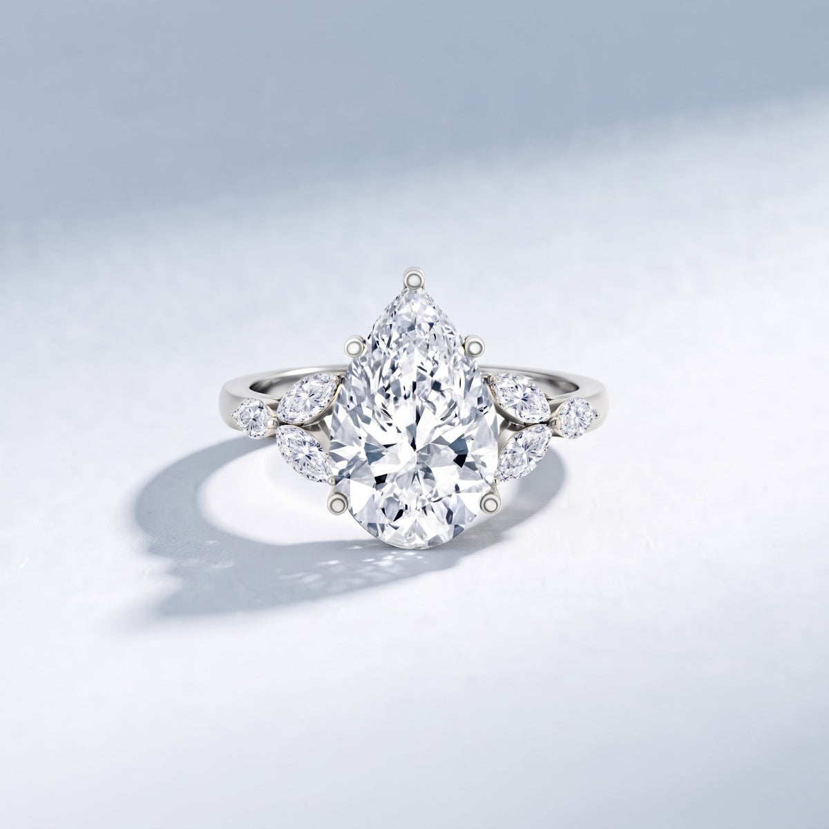 3 Carat Lab Grown Pear Shaped Diamond Engagement Ring with IGI Certificate Lab - ( E-VS1 ) - Rosec Jewels