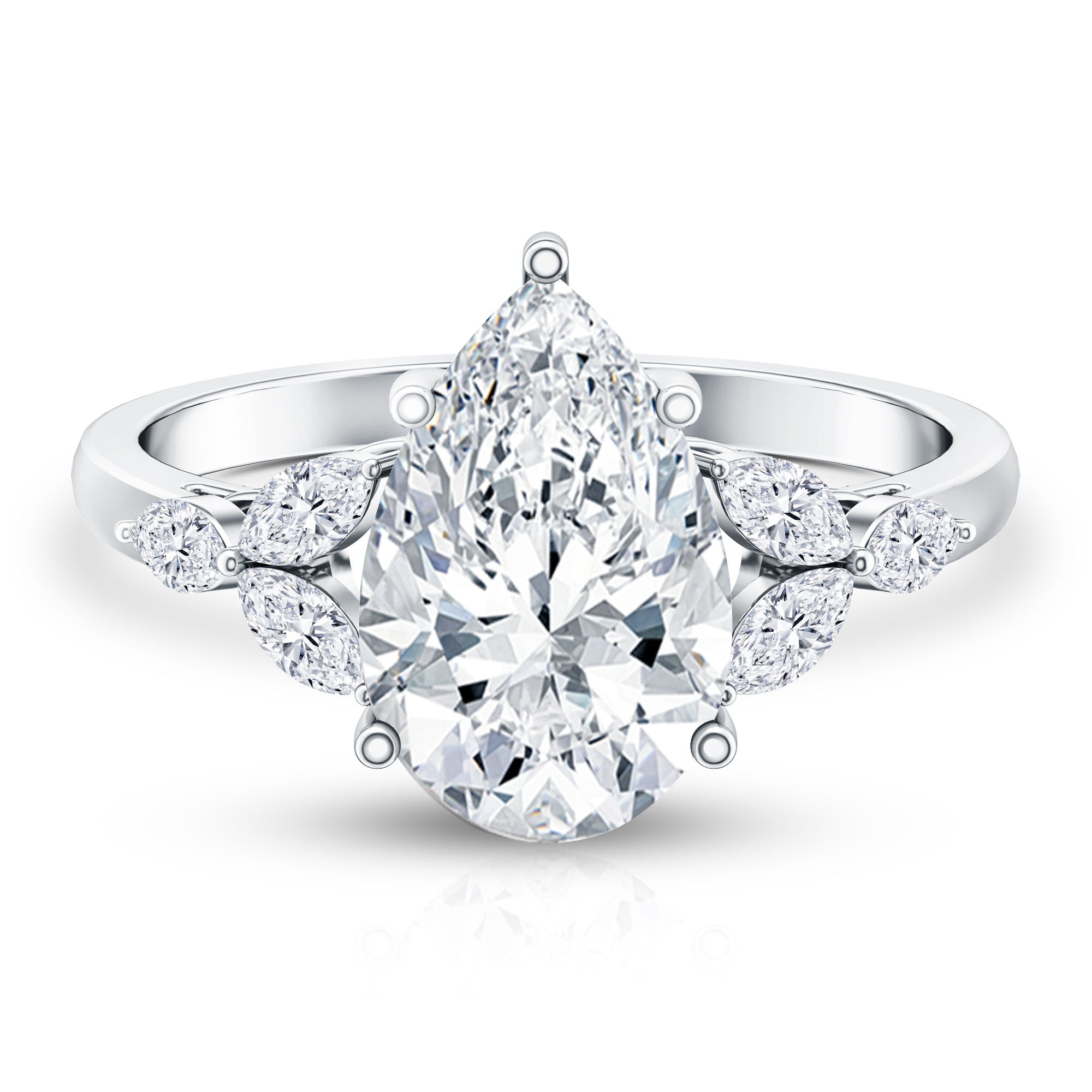 3 Carat Lab Grown Pear Shaped Diamond Engagement Ring with IGI Certificate Lab - ( E-VS1 ) - Rosec Jewels