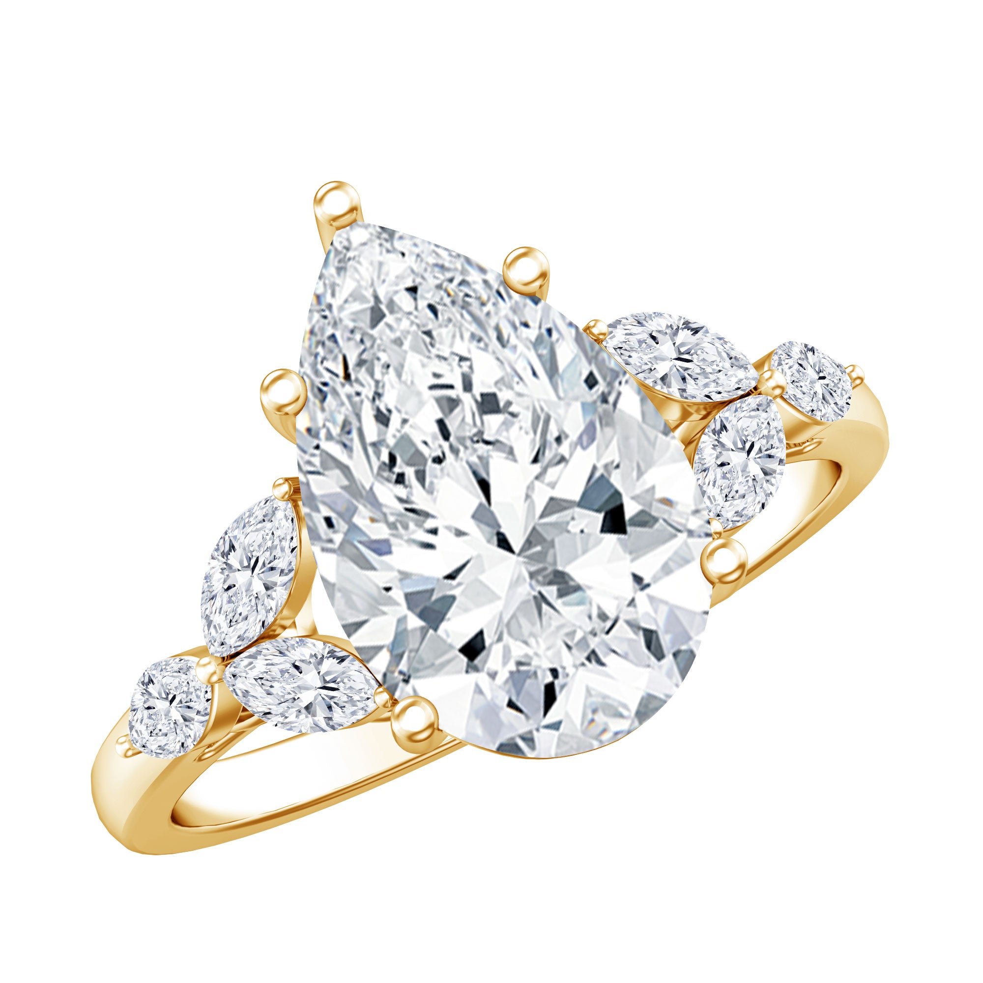 3 Carat Lab Grown Pear Shaped Diamond Engagement Ring with IGI Certificate Lab - ( E-VS1 ) - Rosec Jewels