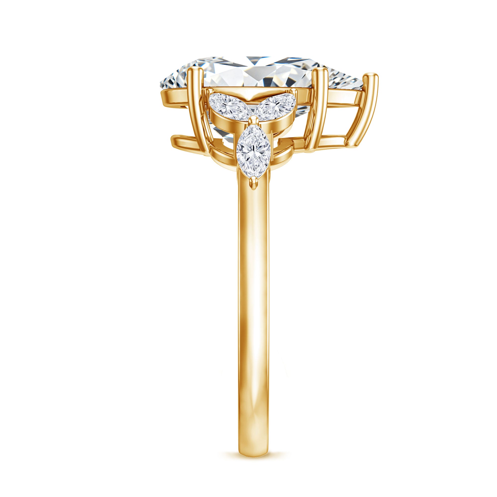 3 Carat Lab Grown Pear Shaped Diamond Engagement Ring with IGI Certificate Lab - ( E-VS1 ) - Rosec Jewels