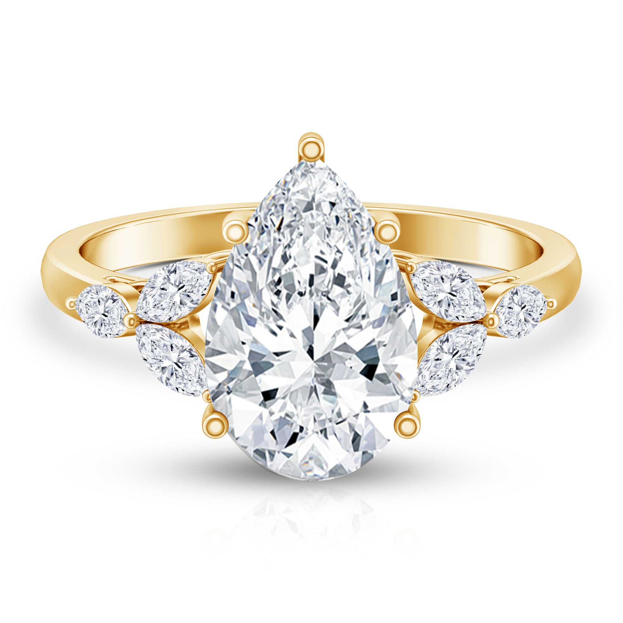 3 Carat Lab Grown Pear Shaped Diamond Engagement Ring with IGI Certificate Lab - ( E-VS1 ) - Rosec Jewels