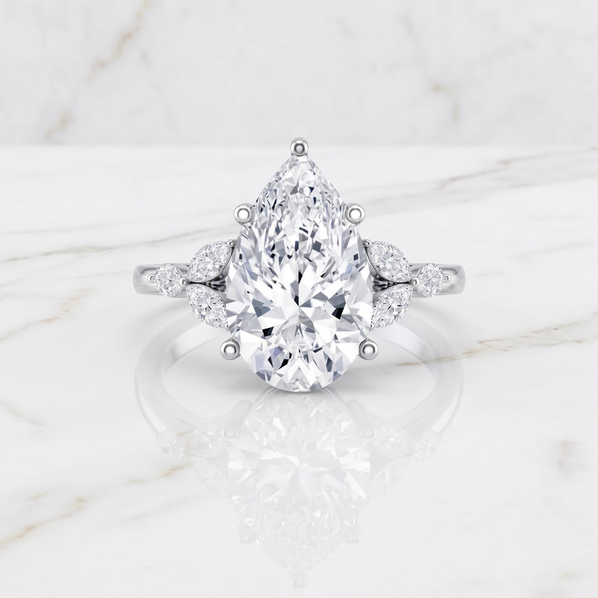 IGI Certified 4 Ct Lab Grown Diamond Large Statement Ring for Women Lab - ( E-VS1 ) - Rosec Jewels