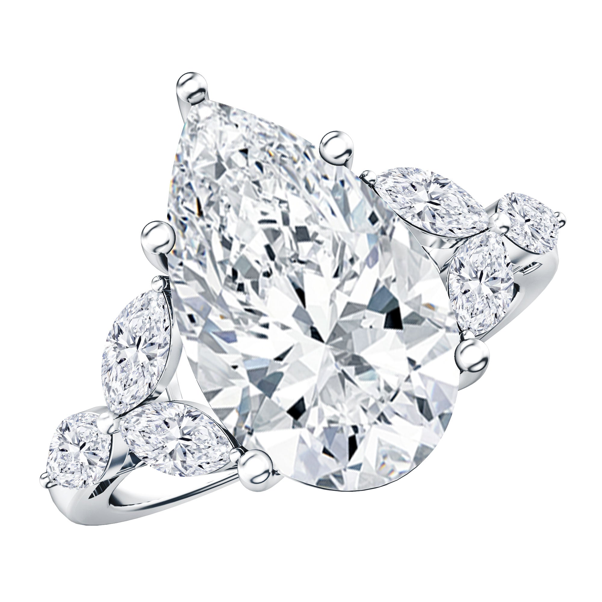 Rosec Jewels-IGI Certified 5 Carat Pear Shaped Lab Grown Diamond Huge Cocktail Ring