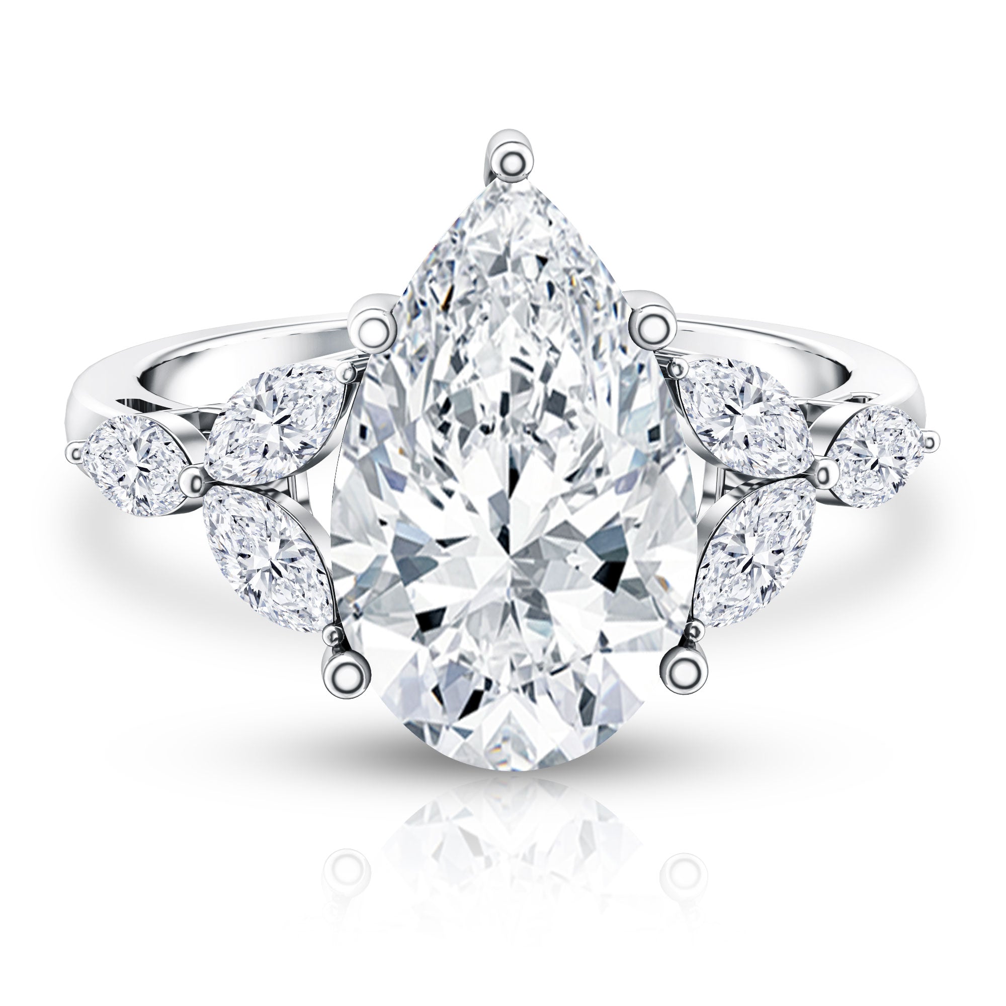 Rosec Jewels-IGI Certified 5 Carat Pear Shaped Lab Grown Diamond Huge Cocktail Ring