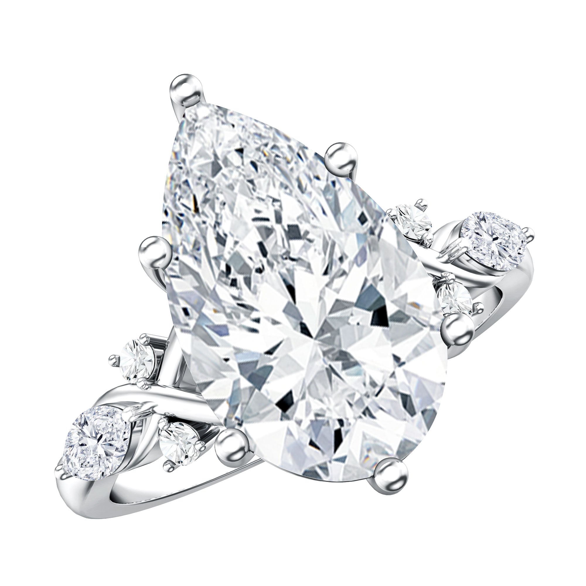 Rosec Jewels-IGI Certified 5 Carat Pear Cut Lab Grown Diamond Big Statement Ring