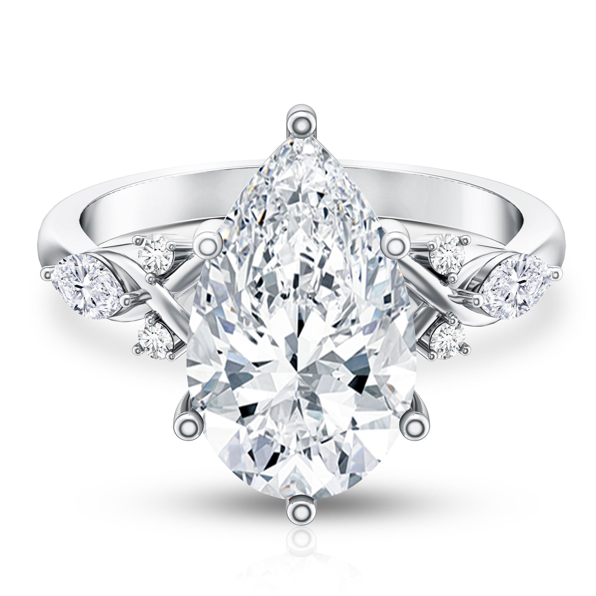 Rosec Jewels-IGI Certified 5 Carat Pear Cut Lab Grown Diamond Big Statement Ring