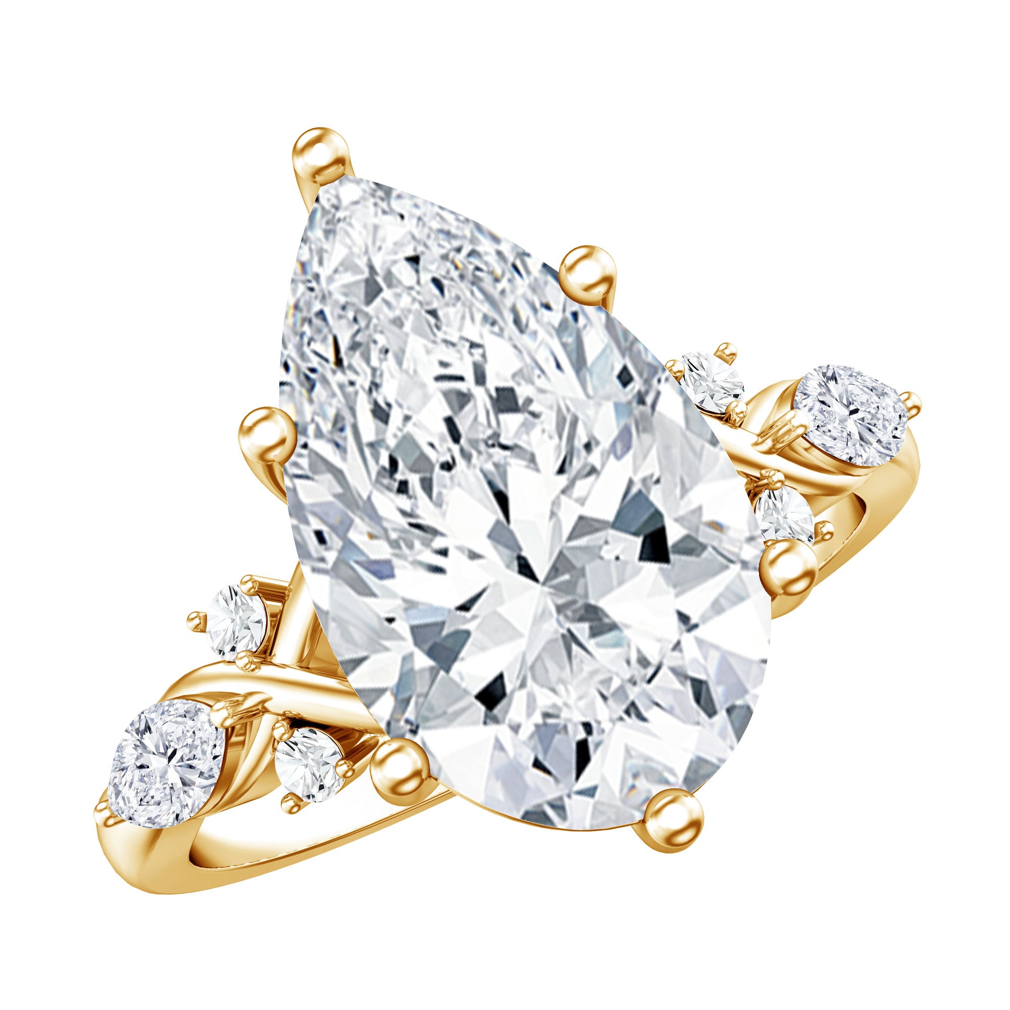 Rosec Jewels-IGI Certified 5 Carat Pear Cut Lab Grown Diamond Big Statement Ring