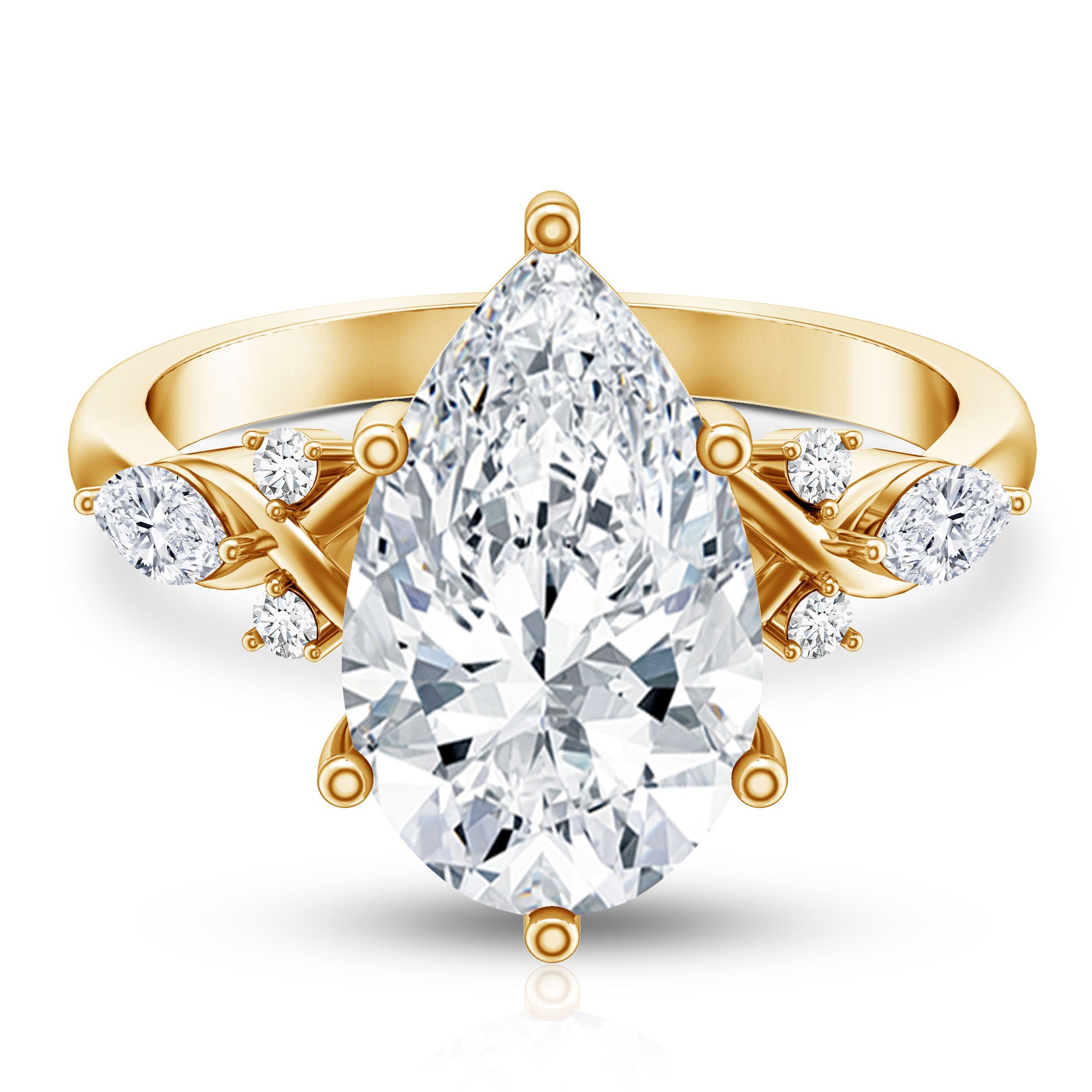 Rosec Jewels-IGI Certified 5 Carat Pear Cut Lab Grown Diamond Big Statement Ring