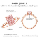 Rosec Jewels-IGI Certified 3 Carat Lab Pink Diamond Radiant Cut Engagement Ring with Spaced Accent