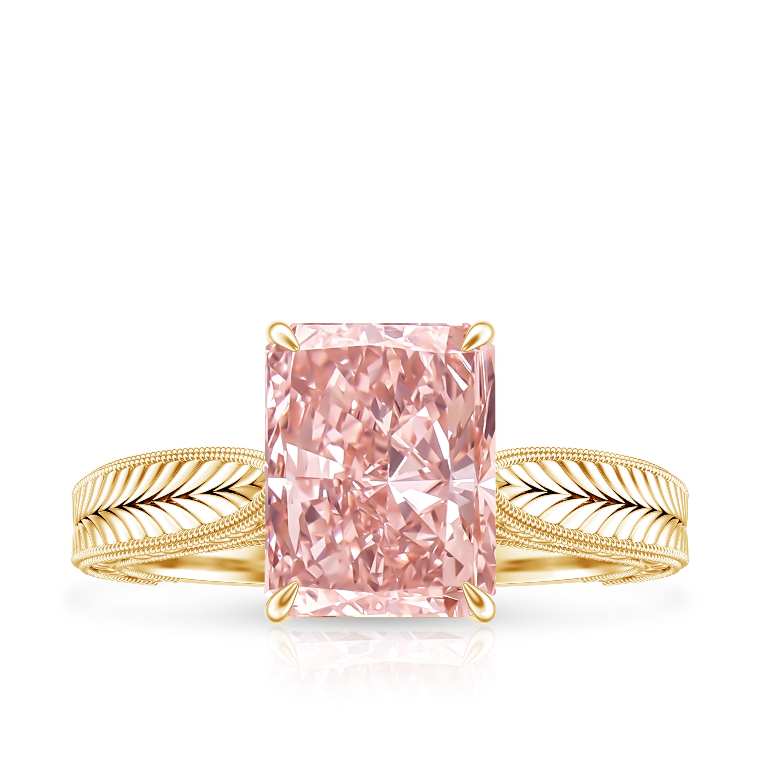 Rosec Jewels-3 Carat Lab Grown Pink Diamond Vintage Engagement Ring with IGI Certificate