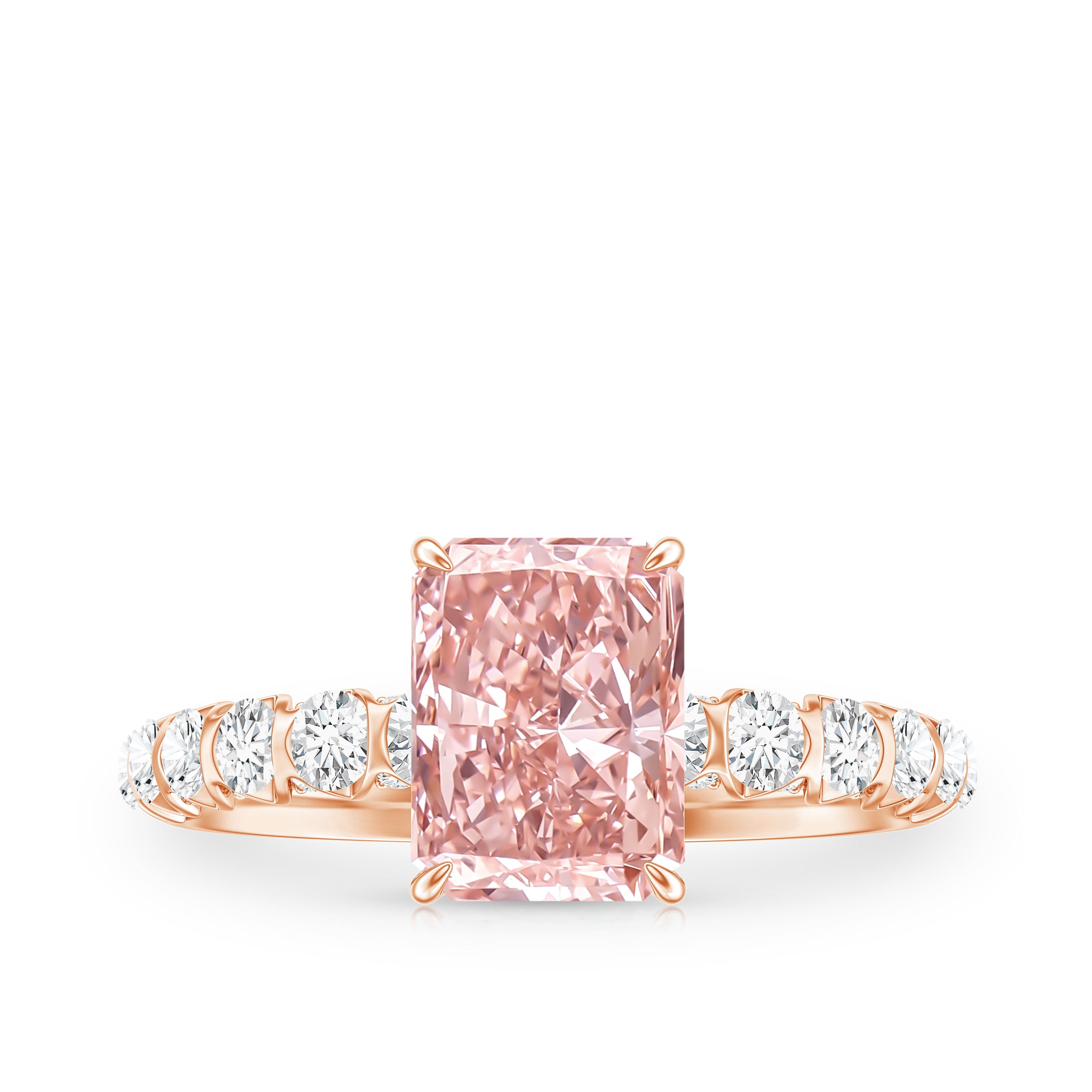 Rosec Jewels-Lab Grown Pink Diamond 2 Carat Radiant Cut Engagement Ring IGI Certified