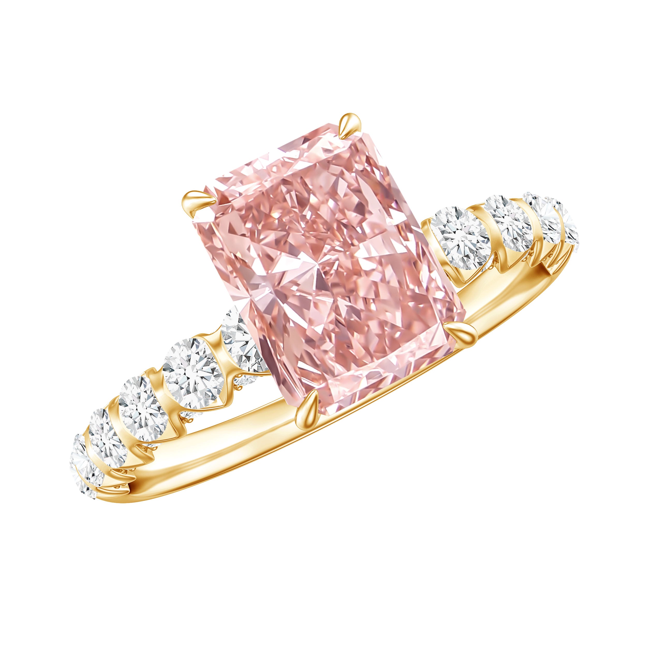 Rosec Jewels-Lab Grown Pink Diamond 2 Carat Radiant Cut Engagement Ring IGI Certified