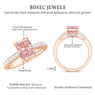 Rosec Jewels-2 Ct Radiant Cut Lab Grown Pink Diamond Hidden Halo Engagement Ring IGI Certified