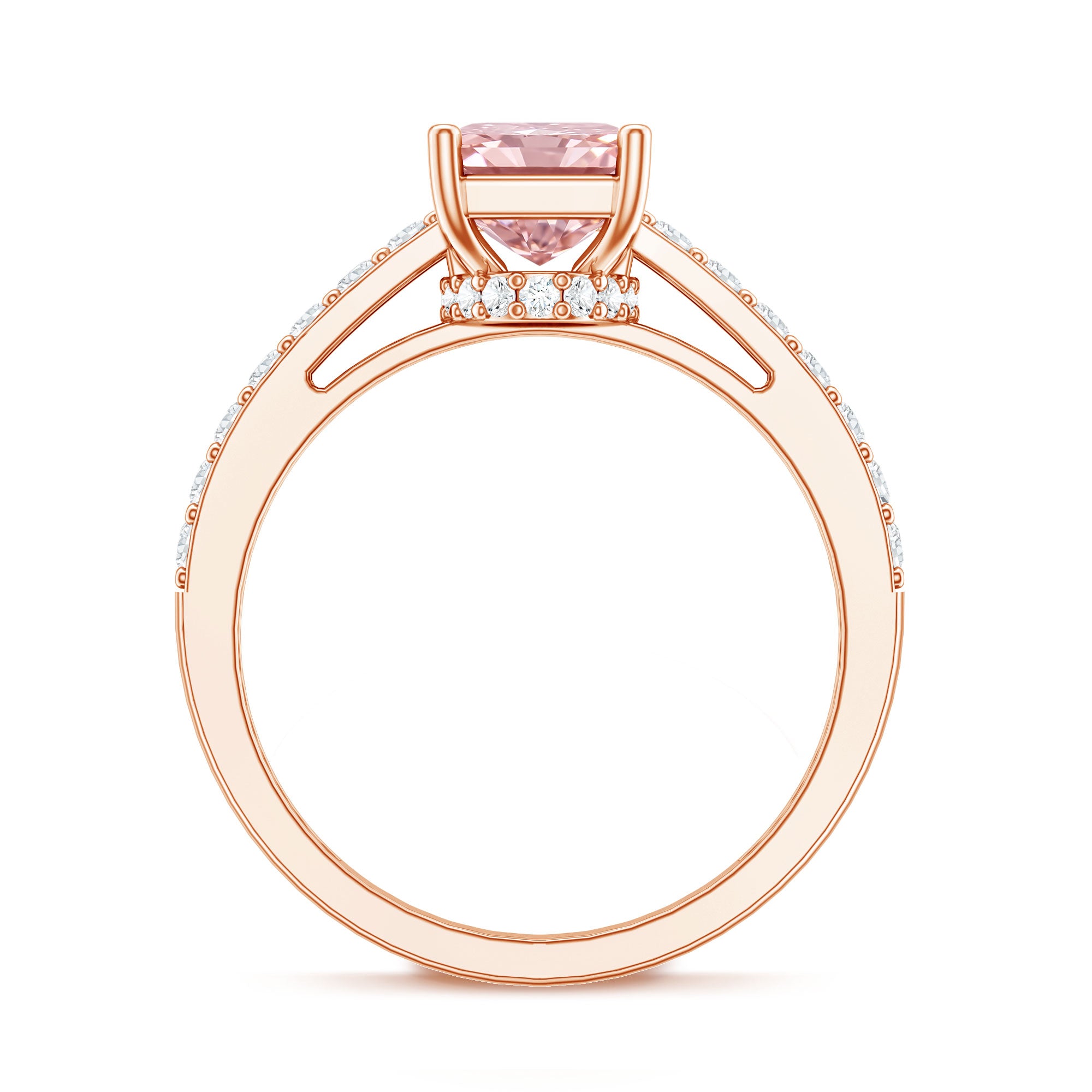 Rosec Jewels-2 Ct Radiant Cut Lab Grown Pink Diamond Hidden Halo Engagement Ring IGI Certified